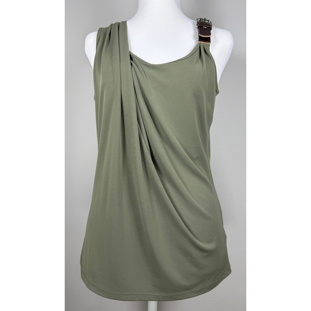 Michael Kors Sleeveless Top Women Size S Buckle Safari Military Earthy Workwear